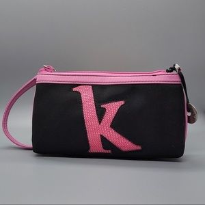 The Sak Black & Pink Initial K Mini Purse Clutch